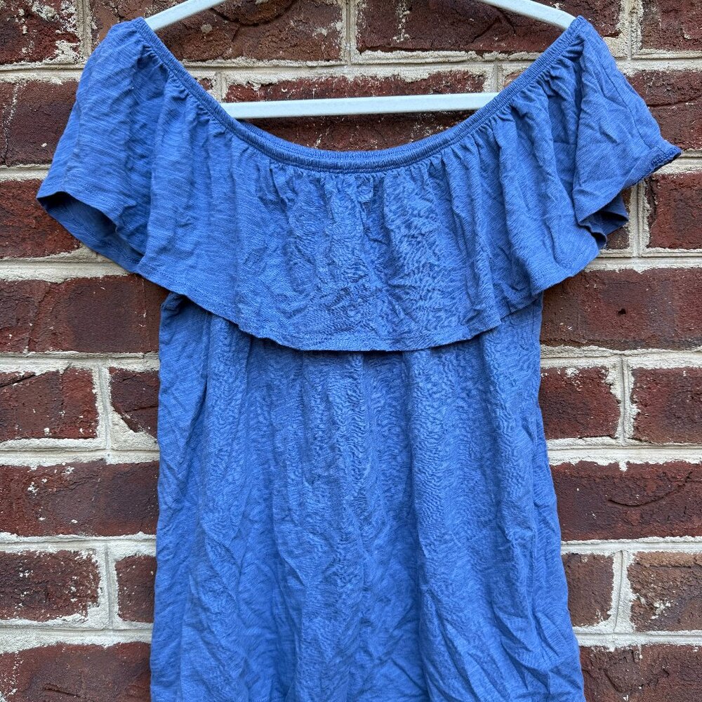 Old Navy Off the Shoulder Blue Blouse